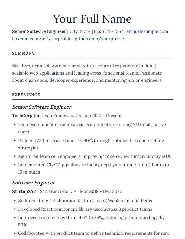 Academic resume template