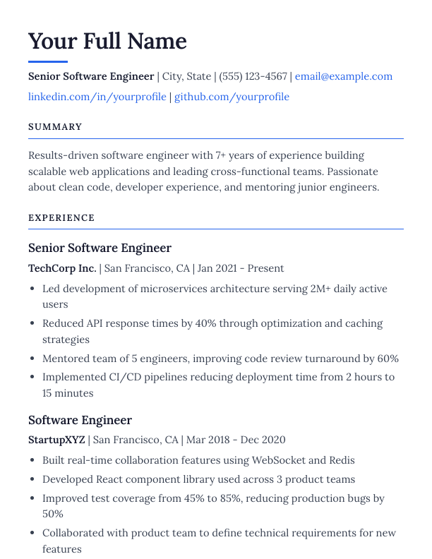 Classic resume template