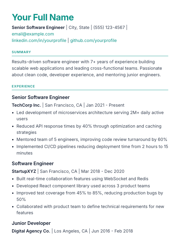 Clean resume template