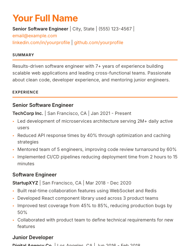 Coral resume template