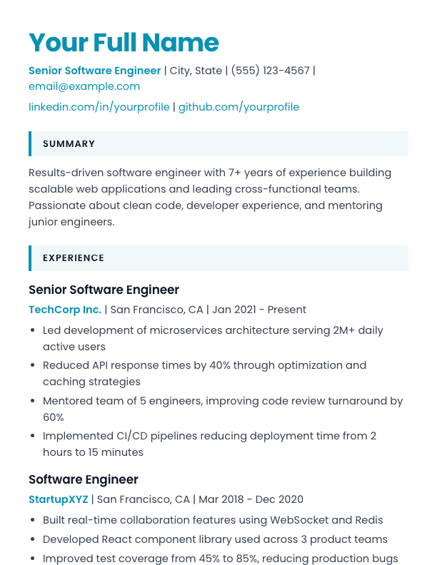 Creative resume template