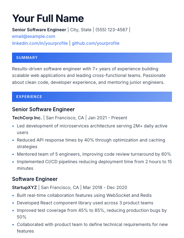 Gradient resume template