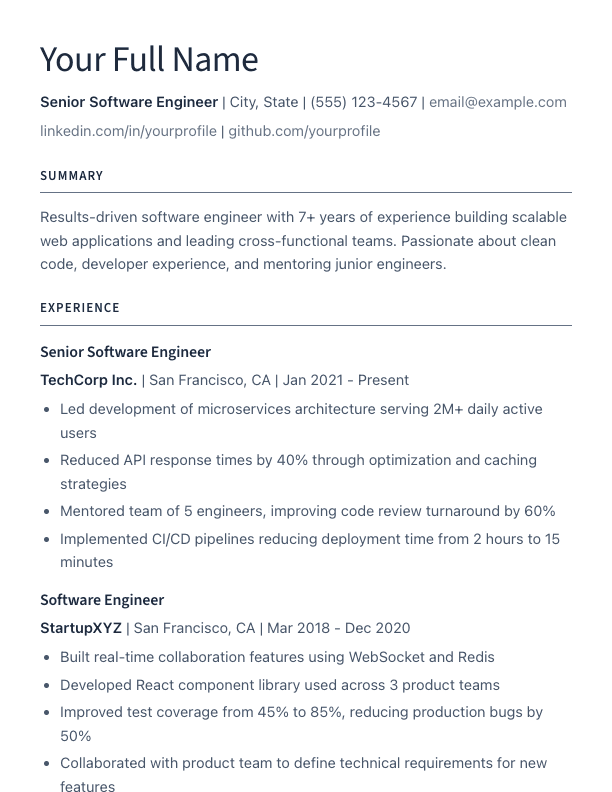 Minimal resume template
