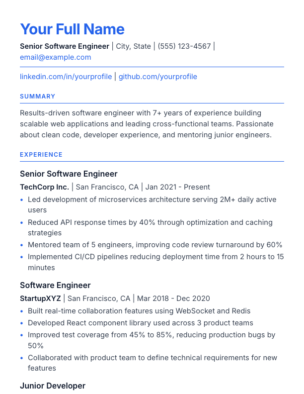 Professional resume template