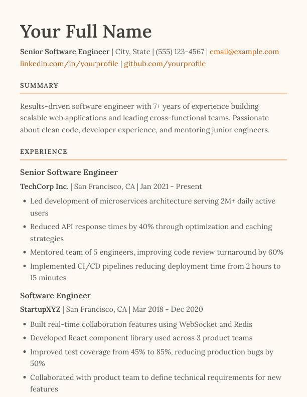 Retro resume template