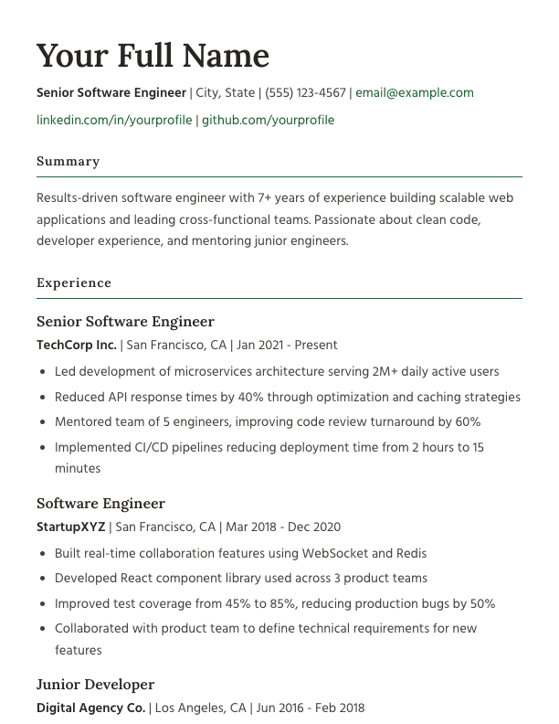 Serif resume template