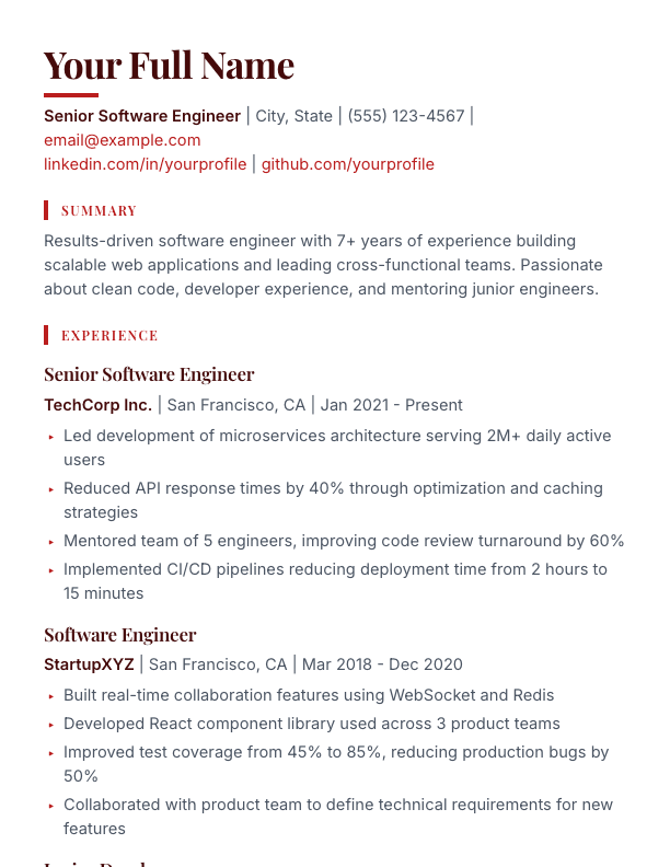 Stellar resume template