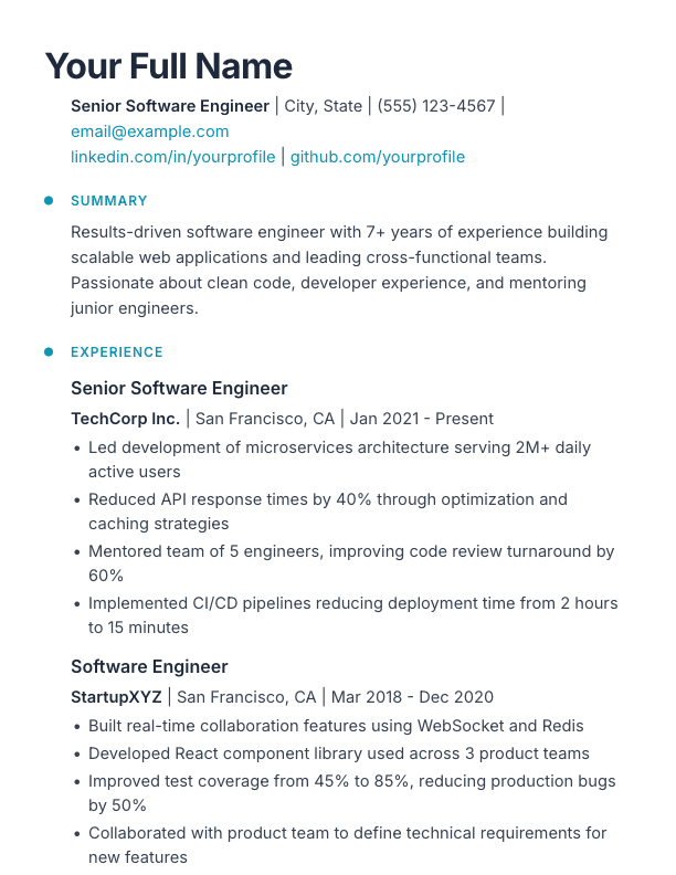 Timeline resume template