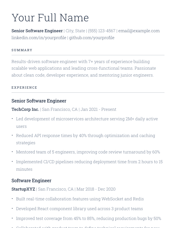 Zenith resume template