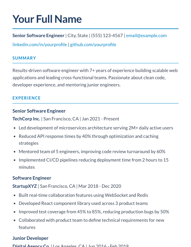 Executive template preview
