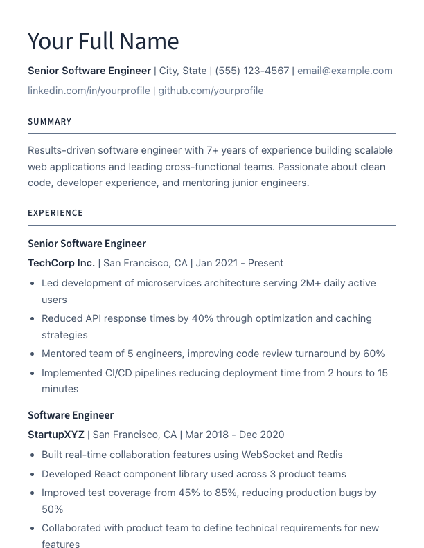 Minimal template preview