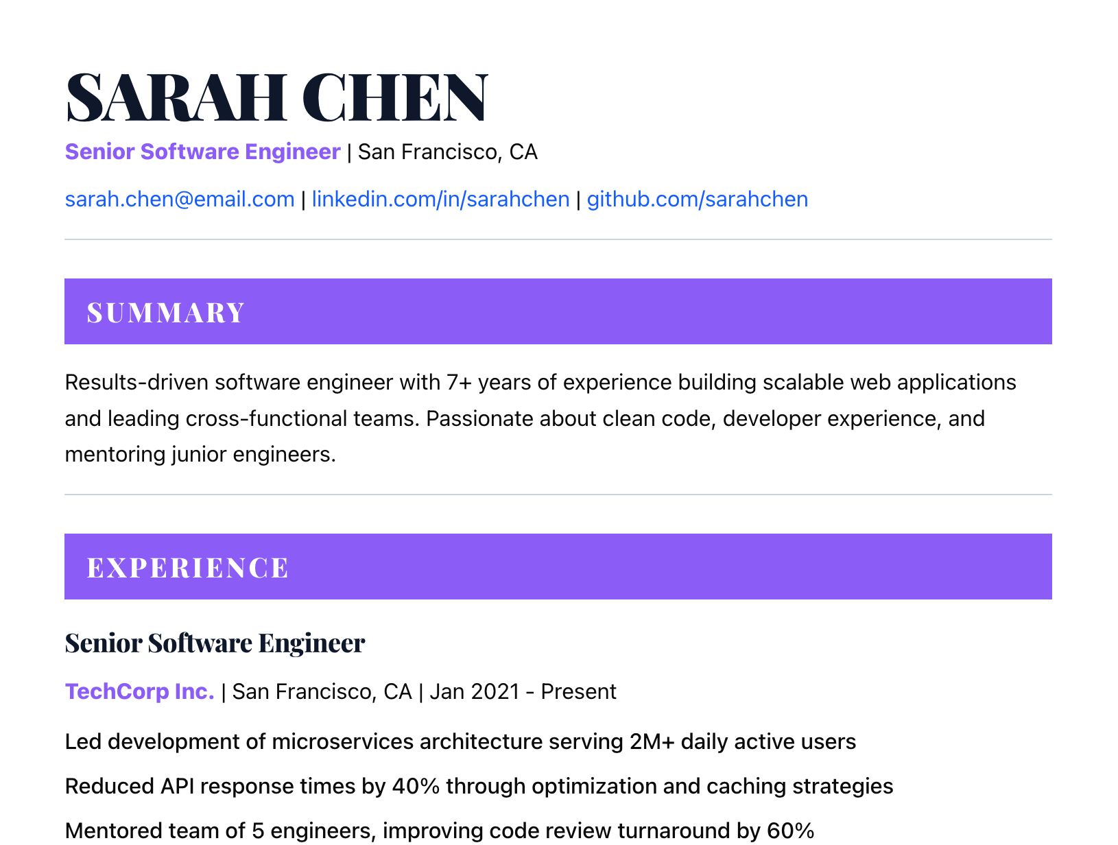 Bold template preview