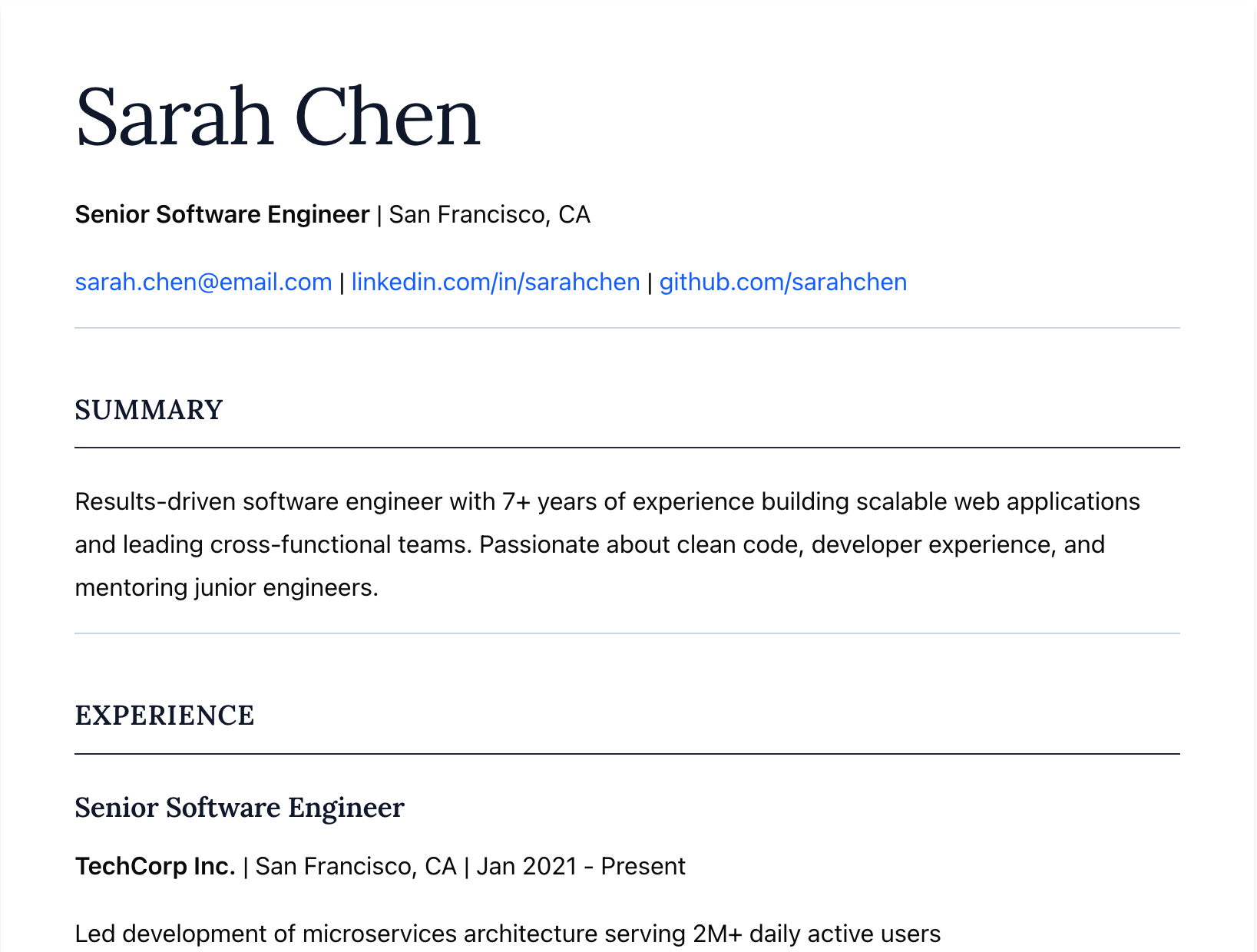 Editorial template preview