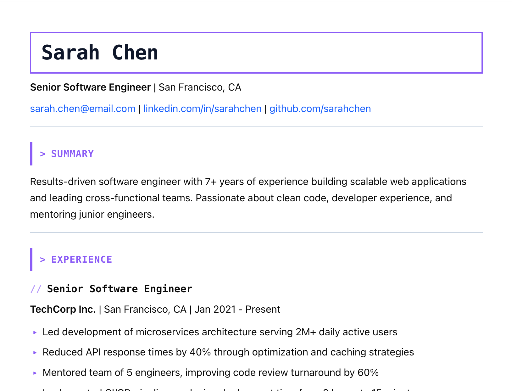 Tech template preview